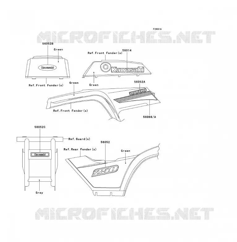 STICKER(GREEN) Kawasaki QUAD 250 2006 KLF250  KLF250A6F