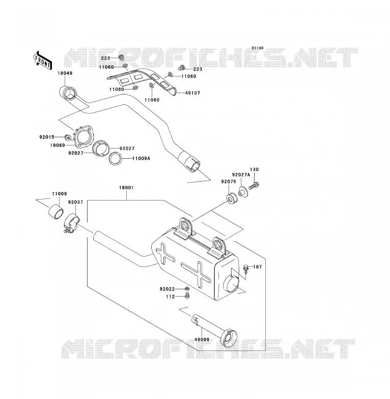 &Eacute;CHAPPEMENT Kawasaki QUAD 250 2007 KLF250  KLF250A7F