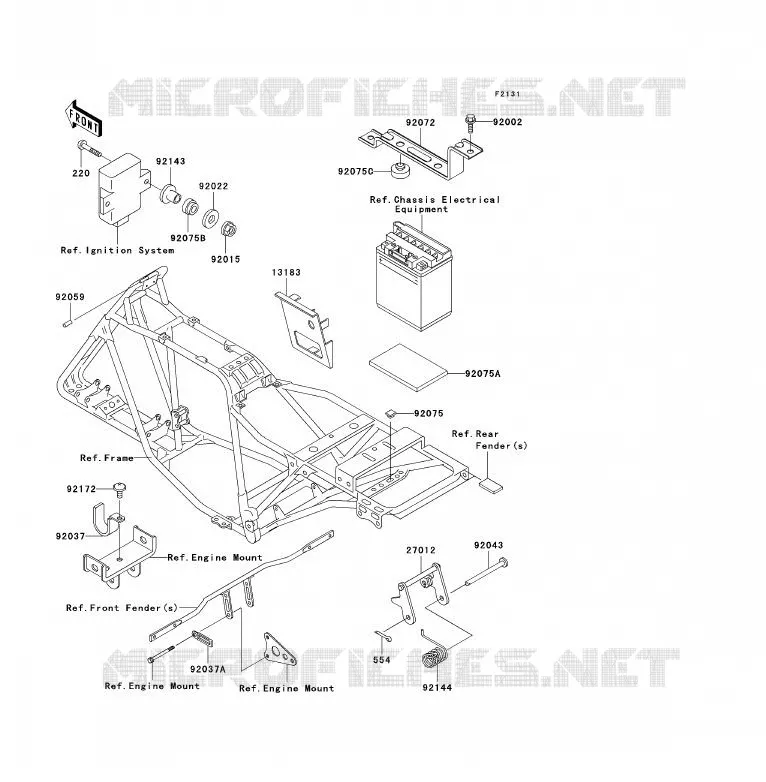 PIECE DE CADRE (COUVERTURE) Kawasaki QUAD 250 2007 KLF250  KLF250A7F