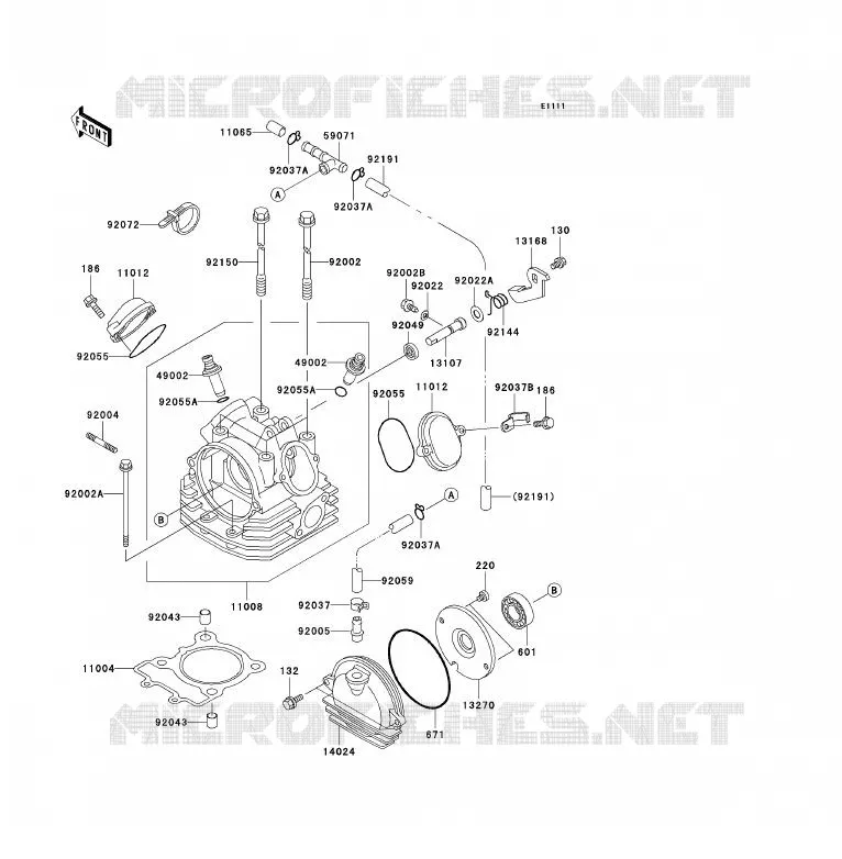 CULASSE Kawasaki QUAD 250 2008 KLF250  KLF250A8F
