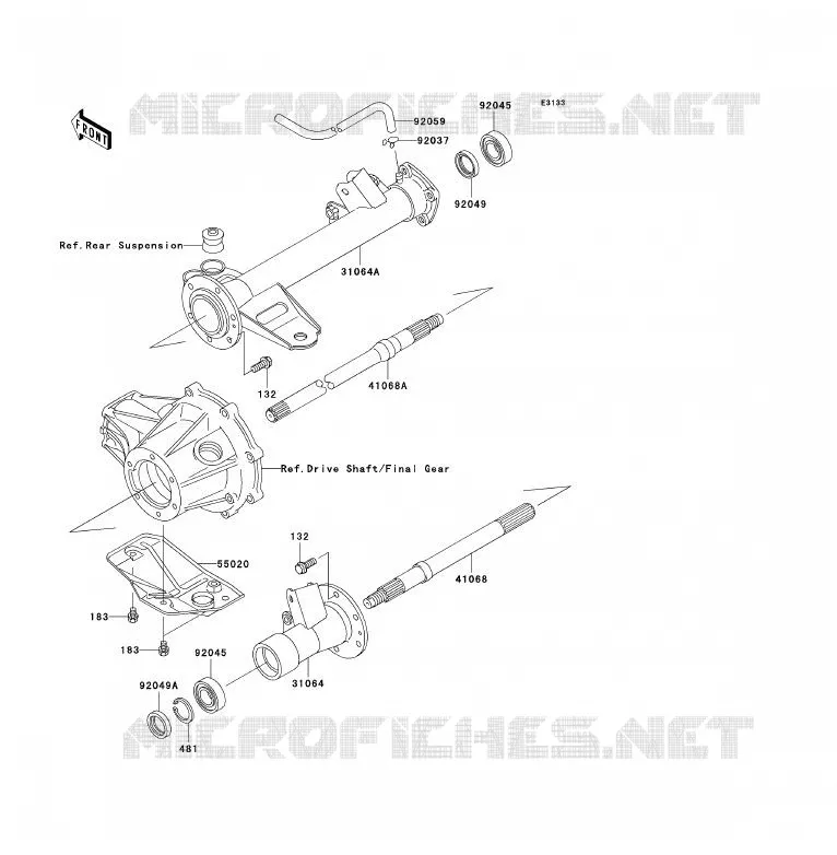 AXE ARRI&Egrave;RE Kawasaki QUAD 250 2009 KLF250  KLF250A9F