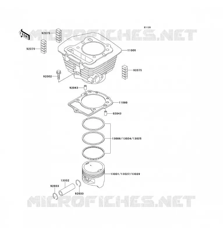 CYLINDRE/PISTON Kawasaki QUAD 300 2000 KLF300  KLF300-B13