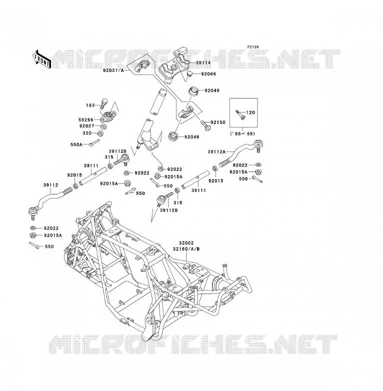 CH&Acirc;SSIS Kawasaki QUAD 300 1990 KLF300  KLF300-B3
