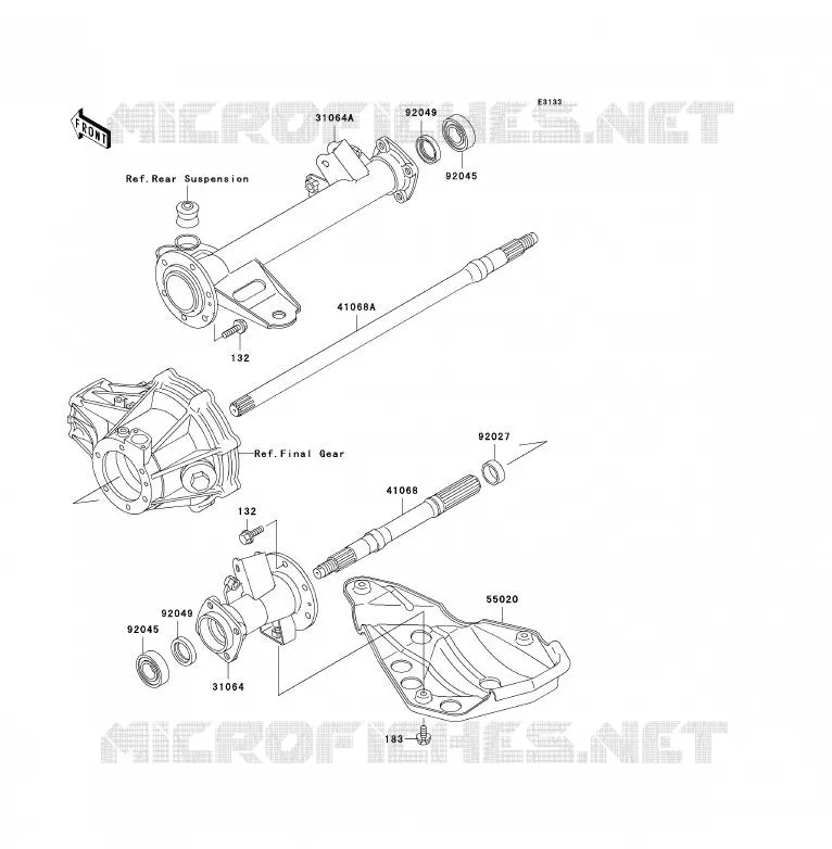 AXE ARRI&Egrave;RE Kawasaki QUAD 300 2006 KLF300  KLF300B6F