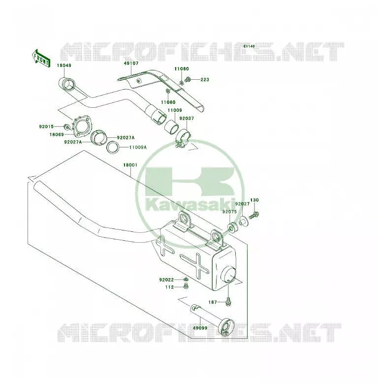 &Eacute;CHAPPEMENT Kawasaki QUAD 300 1994 KLF300  KLF300-B7