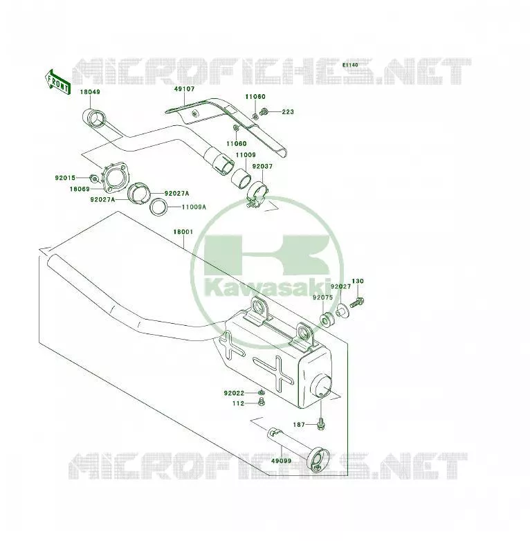 &Eacute;CHAPPEMENT Kawasaki QUAD 300 1995 KLF300  KLF300-B8
