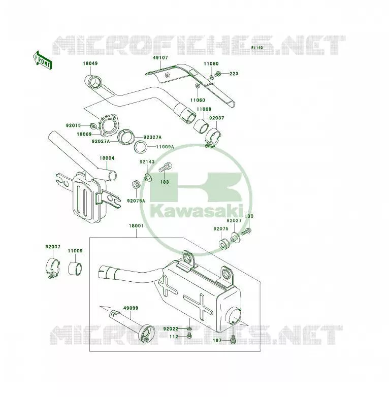 &Eacute;CHAPPEMENT Kawasaki QUAD 300 2001 KLF300 4X4  KLF300-C13
