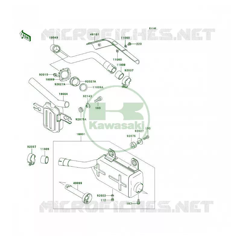 &Eacute;CHAPPEMENT Kawasaki QUAD 300 2001 KLF300 4X4  KLF300-C13
