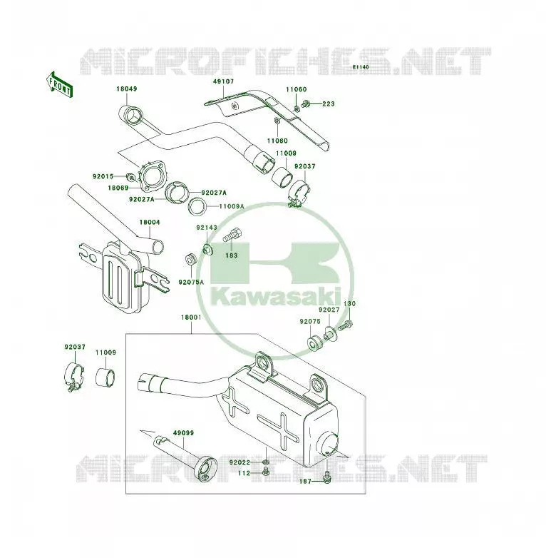 &Eacute;CHAPPEMENT Kawasaki QUAD 300 2002 KLF300 4X4  KLF300-C14