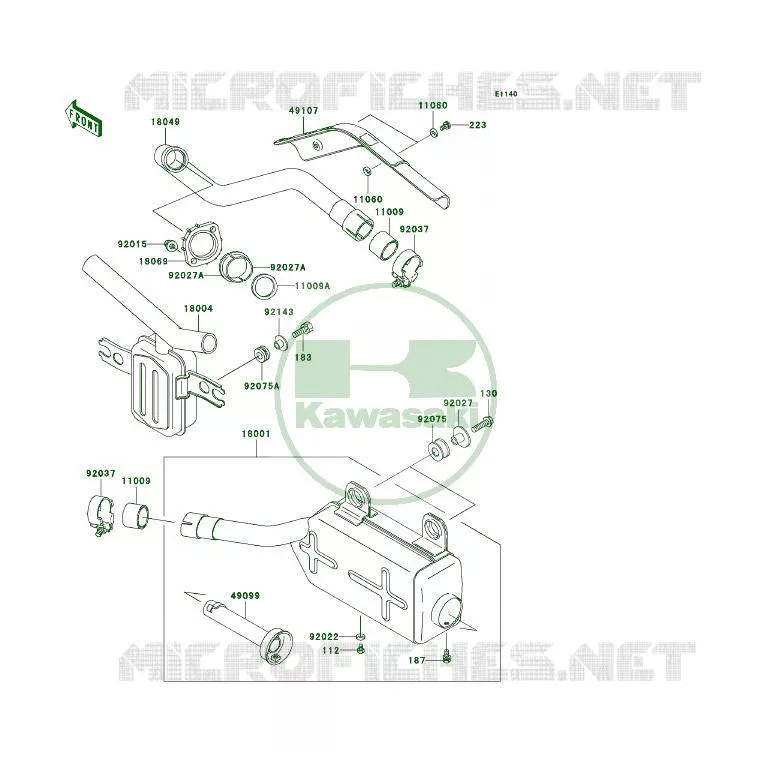 &Eacute;CHAPPEMENT Kawasaki QUAD 300 2003 KLF300 4X4  KLF300-C15
