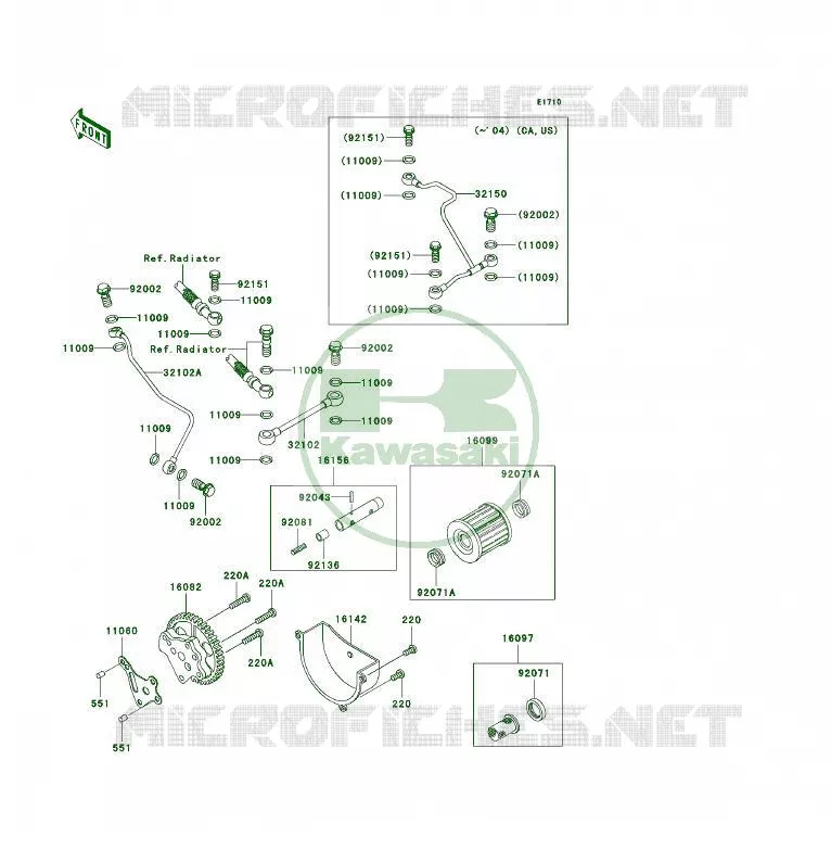 POMPE A HUILE/FILTRE &Agrave; HUILE Kawasaki QUAD 300 2003 KLF300 4X4  KLF300-C15