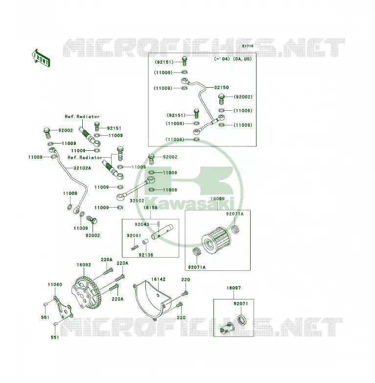 POMPE A HUILE/FILTRE &Agrave; HUILE Kawasaki QUAD 300 2004 KLF300 4X4  KLF300-C16