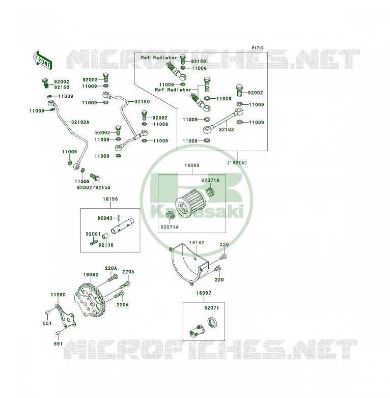 POMPE A HUILE/FILTRE &Agrave; HUILE Kawasaki QUAD 300 1992 KLF300 4X4  KLF300-C4