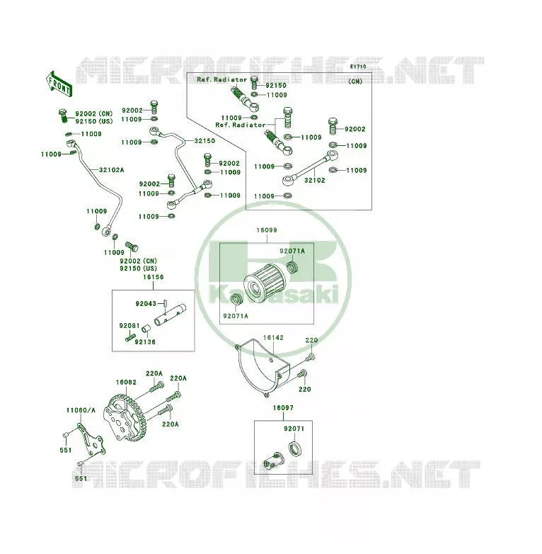 POMPE A HUILE/FILTRE &Agrave; HUILE Kawasaki QUAD 300 1993 KLF300 4X4  KLF300-C5