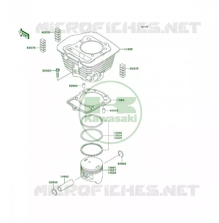 CYLINDRE/PISTON Kawasaki QUAD 300 2006 KLF300 4X4  KLF300C6F