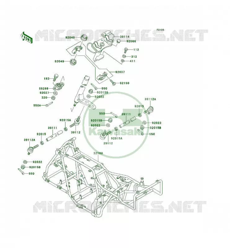 CH&Acirc;SSIS Kawasaki QUAD 300 1995 KLF300 4X4  KLF300-C7A