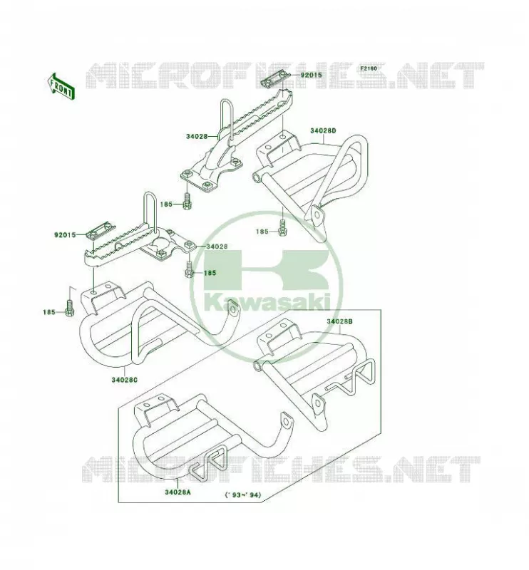 REPOSE PIED Kawasaki QUAD 300 1995 KLF300 4X4  KLF300-C7A