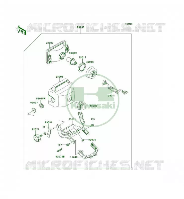 PIECE EN OPTION(PHARE) Kawasaki QUAD 300 1995 KLF300 4X4  KLF300-C7A