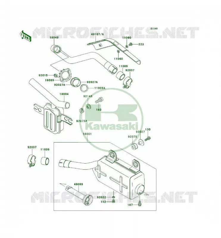 &Eacute;CHAPPEMENT Kawasaki QUAD 300 1997 KLF300 4X4  KLF300-C9