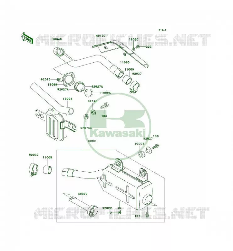 &Eacute;CHAPPEMENT Kawasaki QUAD 300 1997 KLF300 4X4  KLF300-C9