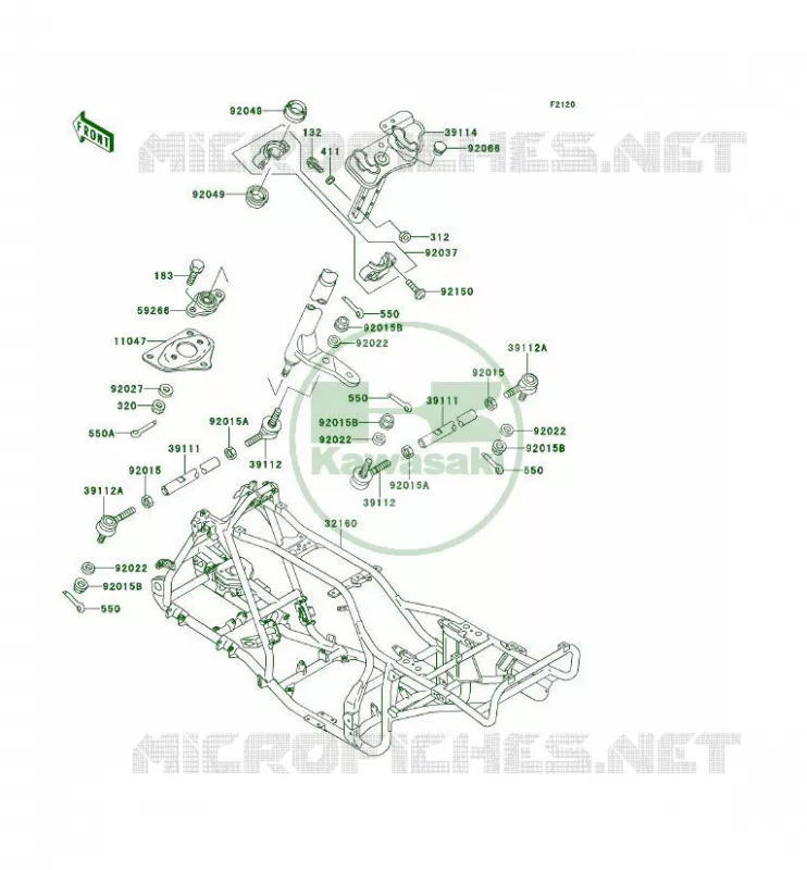 CH&Acirc;SSIS Kawasaki QUAD 400 1993 KLF400 4X4  KLF400-B1