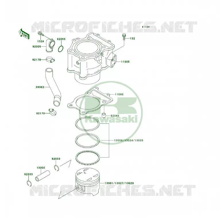 CYLINDRE/PISTON Kawasaki QUAD 400 1993 KLF400 4X4  KLF400-B1