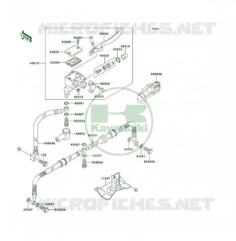 MAITRE CYLINDRE AV Kawasaki QUAD 400 1993 KLF400 4X4  KLF400-B1A