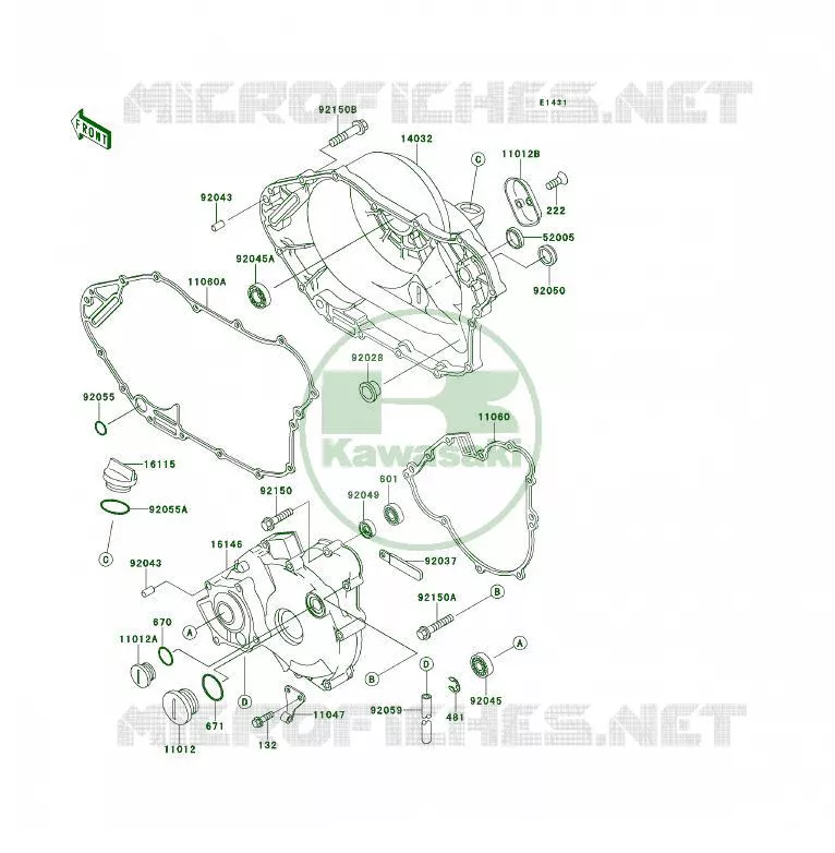 COUVERCLES MOTEUR Kawasaki QUAD 400 1994 KLF400 4X4  KLF400-B2