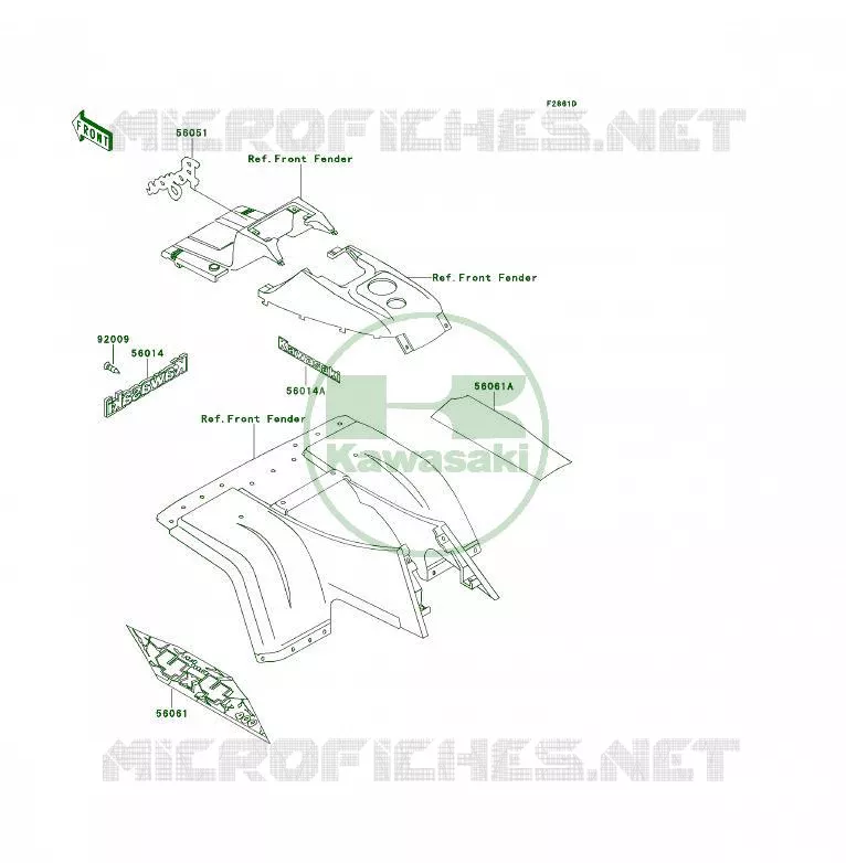 STICKER(GREEN) Kawasaki QUAD 400 1995 KLF400 4X4  KLF400-B3