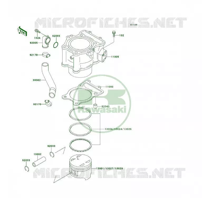 CYLINDRE/PISTON Kawasaki QUAD 400 1995 KLF400 4X4  KLF400-B3