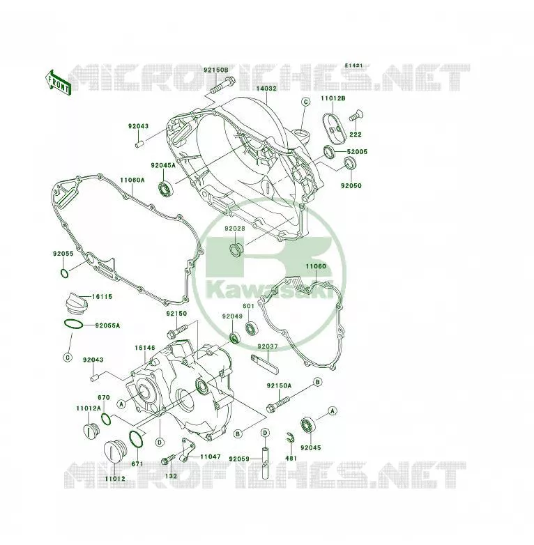COUVERCLES MOTEUR Kawasaki QUAD 400 1995 KLF400 4X4  KLF400-B3A