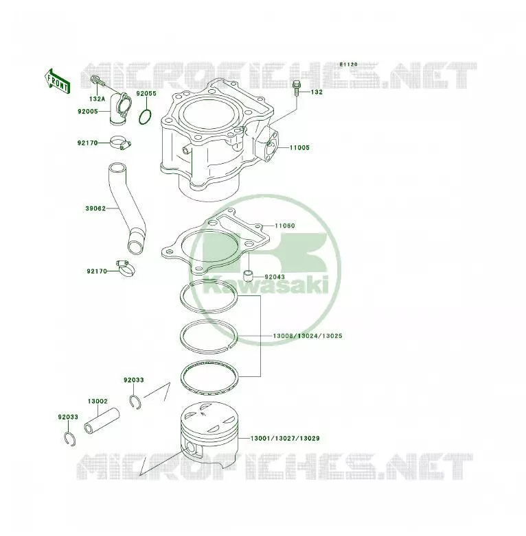 CYLINDRE/PISTON Kawasaki QUAD 400 1995 KLF400 4X4  KLF400-B3A