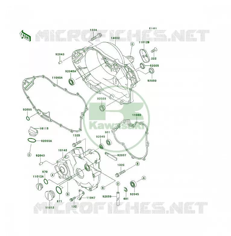 COUVERCLES MOTEUR Kawasaki QUAD 400 1997 KLF400 4X4  KLF400-B5