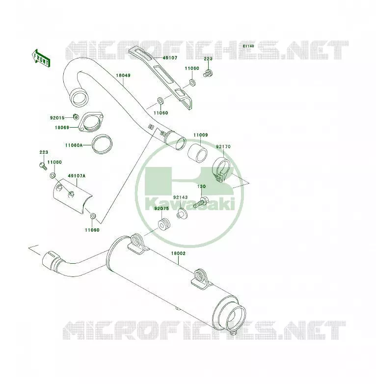 &Eacute;CHAPPEMENT Kawasaki QUAD 250 1997 KSF250  KSF250-A11