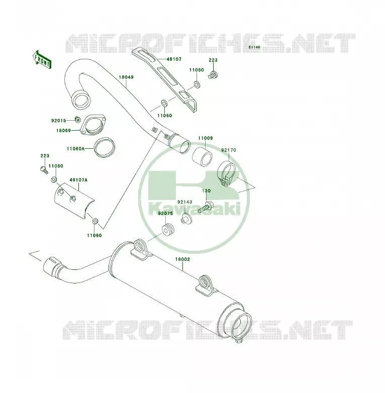 &Eacute;CHAPPEMENT Kawasaki QUAD 250 1999 KSF250  KSF250-A13