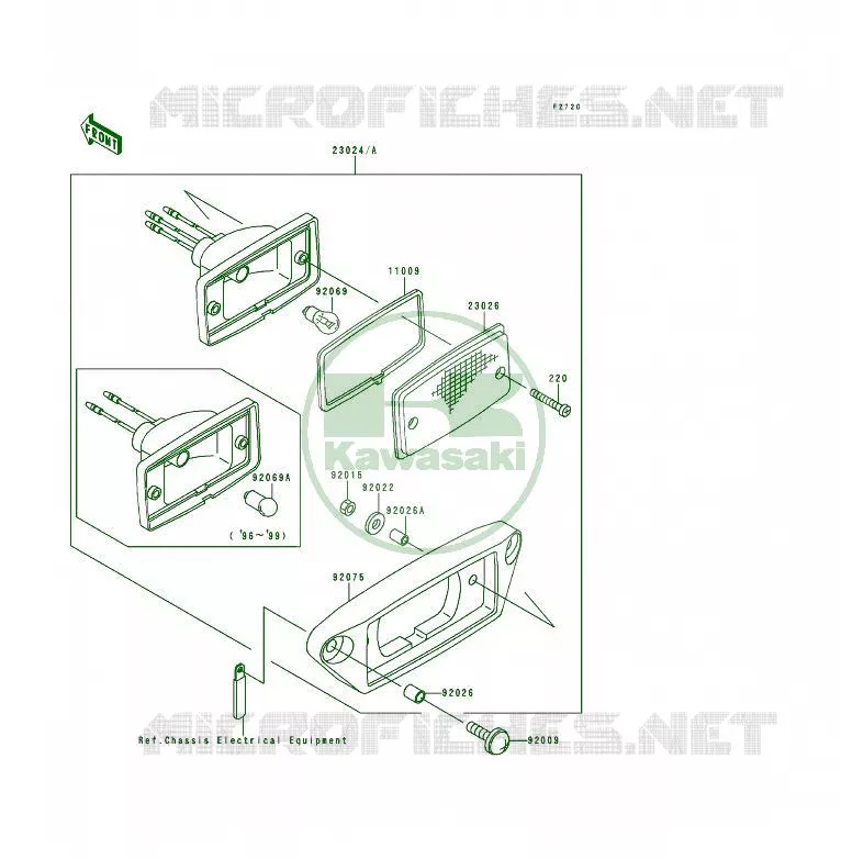 FEUX ARRI&Egrave;RE(S) Kawasaki QUAD 250 2000 KSF250  KSF250-A14