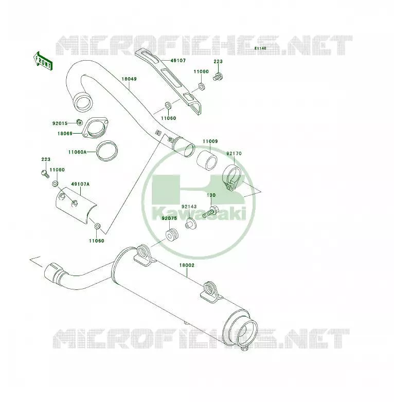 &Eacute;CHAPPEMENT Kawasaki QUAD 250 2000 KSF250  KSF250-A14