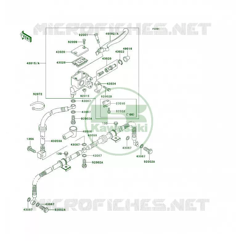 MAITRE CYLINDRE AV Kawasaki QUAD 250 2000 KSF250  KSF250-A14