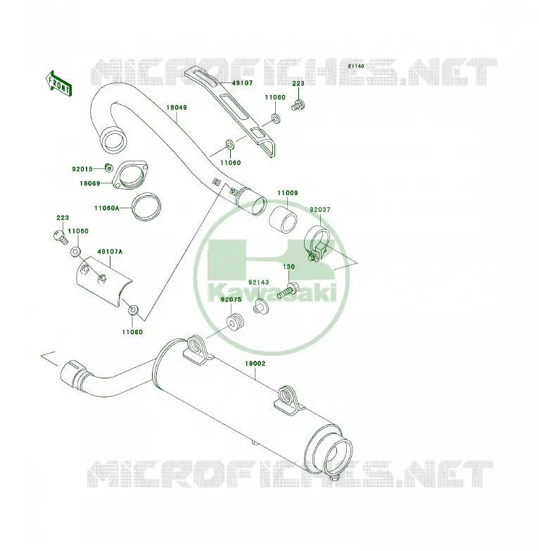 &Eacute;CHAPPEMENT Kawasaki QUAD 250 2001 KFX250  KSF250-A15