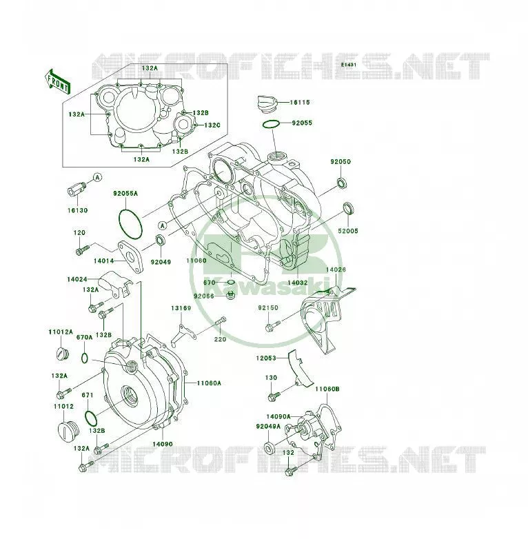 COUVERCLES MOTEUR Kawasaki QUAD 250 2002 KSF250  KSF250-A16