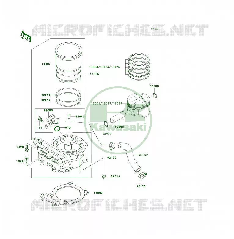 CYLINDRE/PISTON Kawasaki QUAD 250 2002 KSF250  KSF250-A16