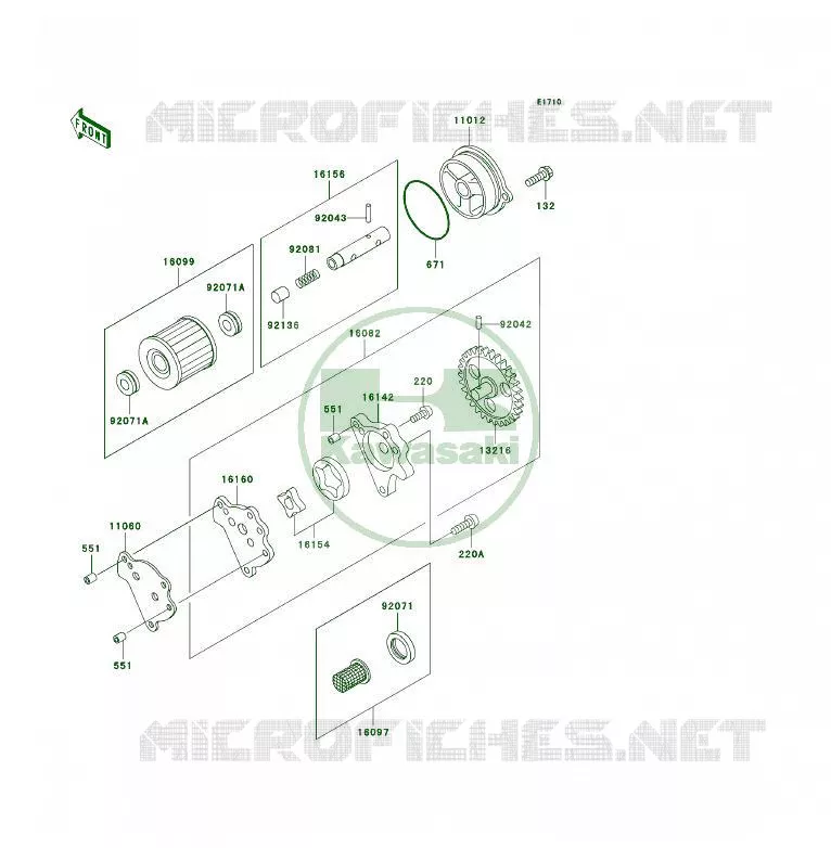 POMPE A HUILE/FILTRE &Agrave; HUILE Kawasaki QUAD 250 2002 KSF250  KSF250-A16
