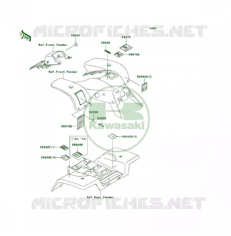 LABEL Kawasaki QUAD 250 2003 KFX250  KSF250-A17