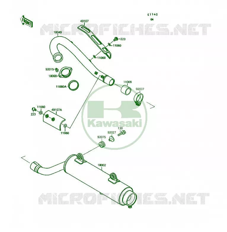 &Eacute;CHAPPEMENT Kawasaki QUAD 250 1992 KSF250  KSF250-A6