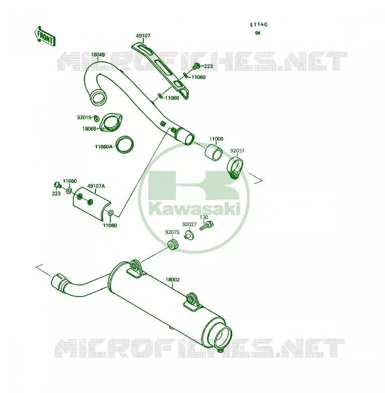 &Eacute;CHAPPEMENT Kawasaki QUAD 250 1993 KSF250  KSF250-A7