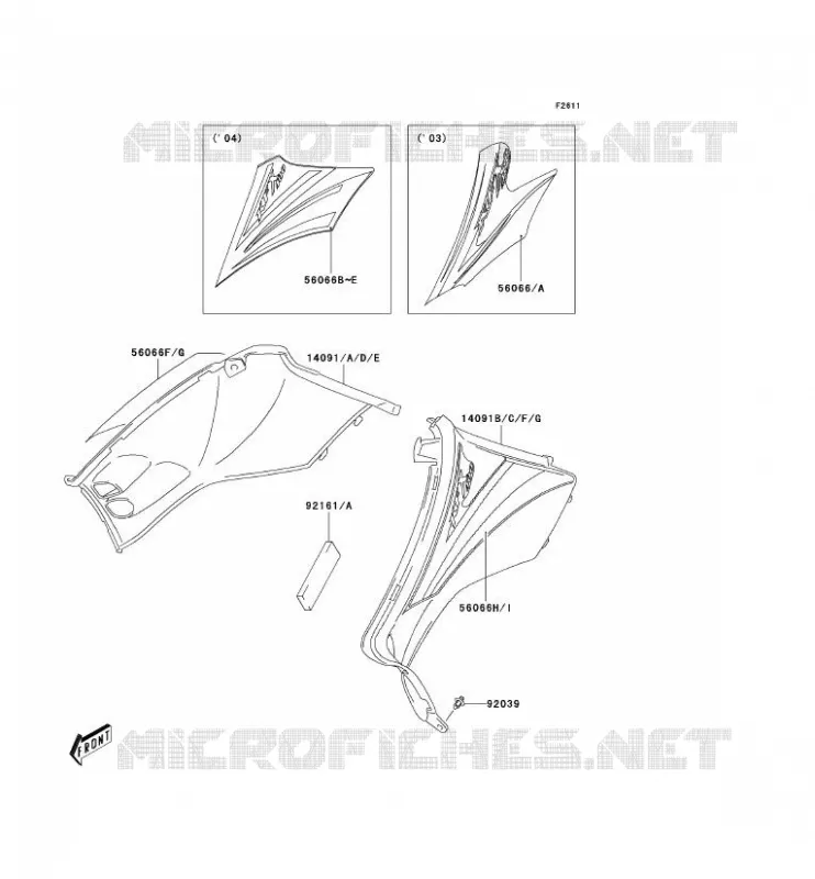 CACHE LAT&Eacute;RAL Kawasaki QUAD 400 2004 KFX400  KSF400-A2