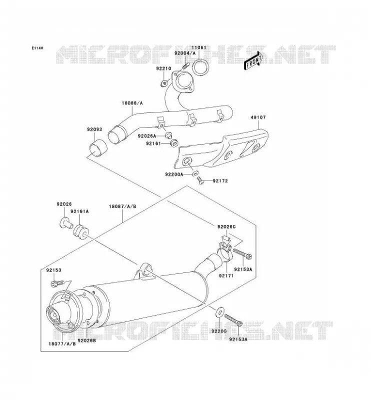 &Eacute;CHAPPEMENT Kawasaki QUAD 400 2004 KFX400  KSF400-A2