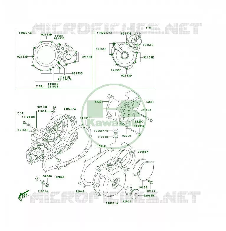 COUVERCLES MOTEUR Kawasaki QUAD 400 2004 KFX400  KSF400-A2