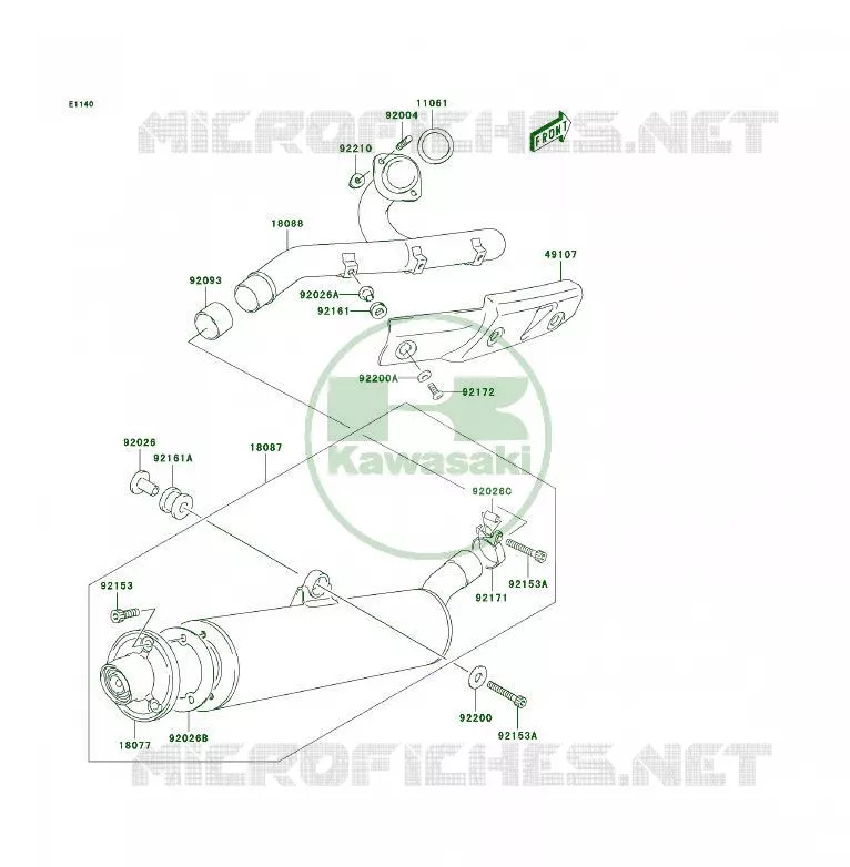 &Eacute;CHAPPEMENT Kawasaki QUAD 400 2006 KFX400  KSF400A6F