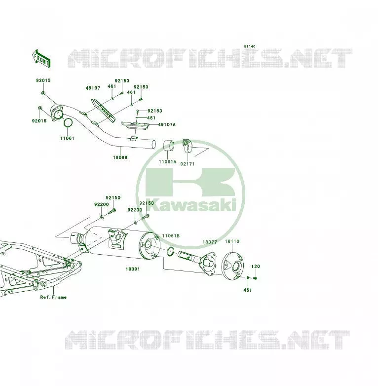 &Eacute;CHAPPEMENT Kawasaki QUAD 450 2008 KFX450R  KSF450B8F